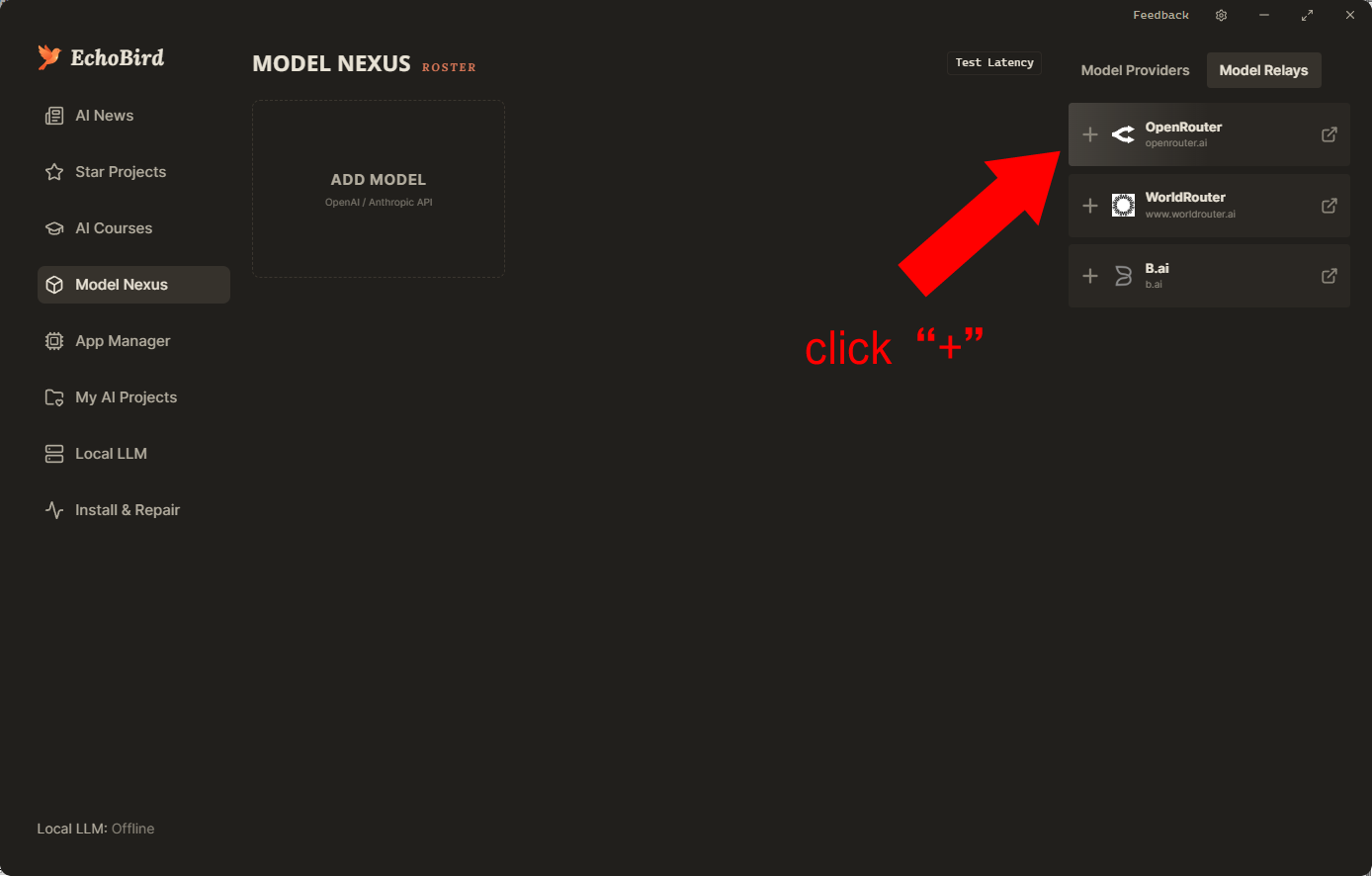 Model Nexus → Model Relays → OpenRouter